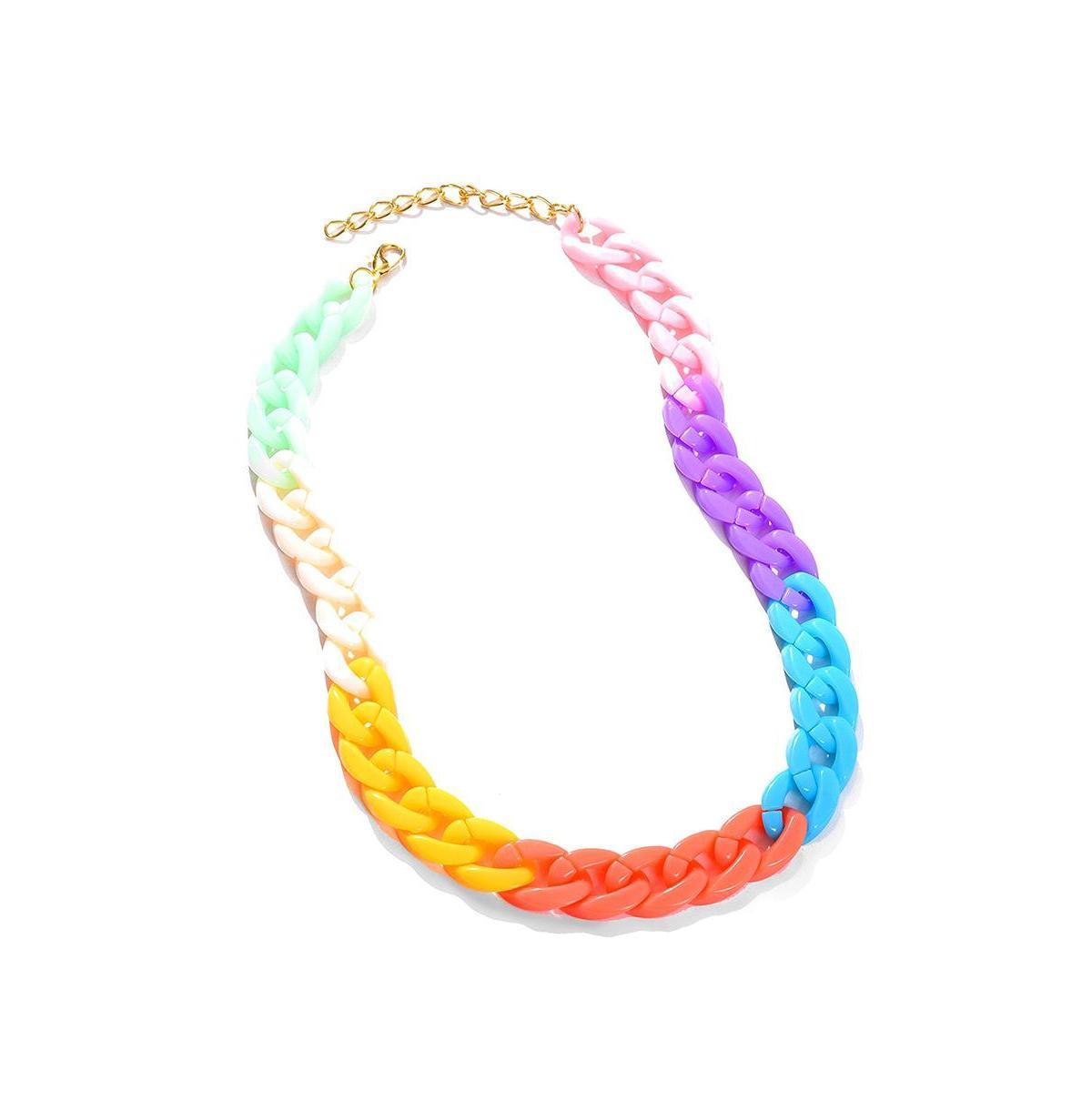 Sohi Womens Multicolor Colorblock Chainlink Necklace Product Image