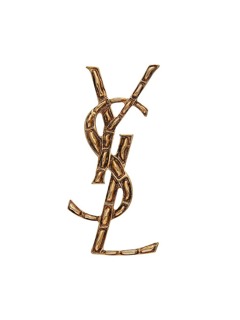 Womens Goldtone Textured Logo Brooch Product Image