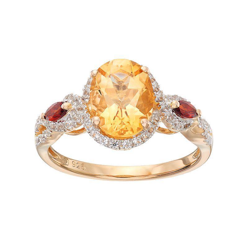 14k Gold Over Silver Gemstone Oval Halo Ring, Womens Multicolor Product Image