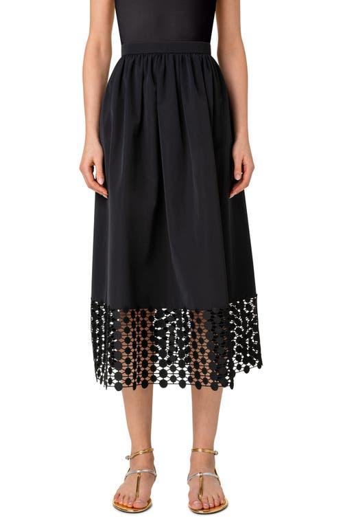 Akris punto Dot Guipure Lace Hem Taffeta Midi Skirt Product Image