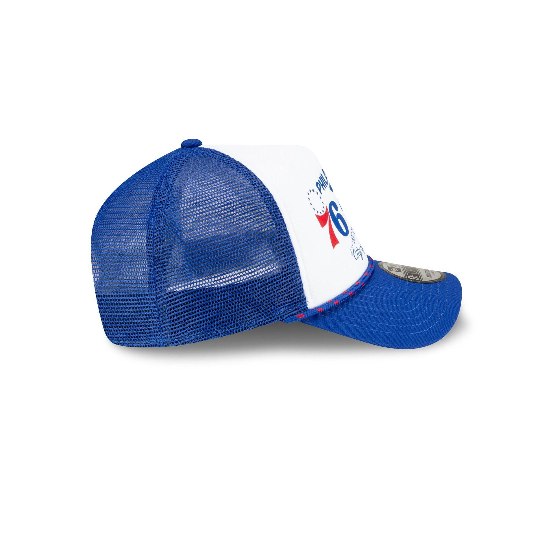 Philadelphia 76ers 2024 Rally Drive White 9FORTY A-Frame Trucker Hat Male Product Image