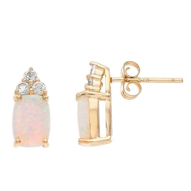 Gemminded Gold Over Silver Lab-Created Opal Stud Earrings, Womens, Gold Tone Product Image