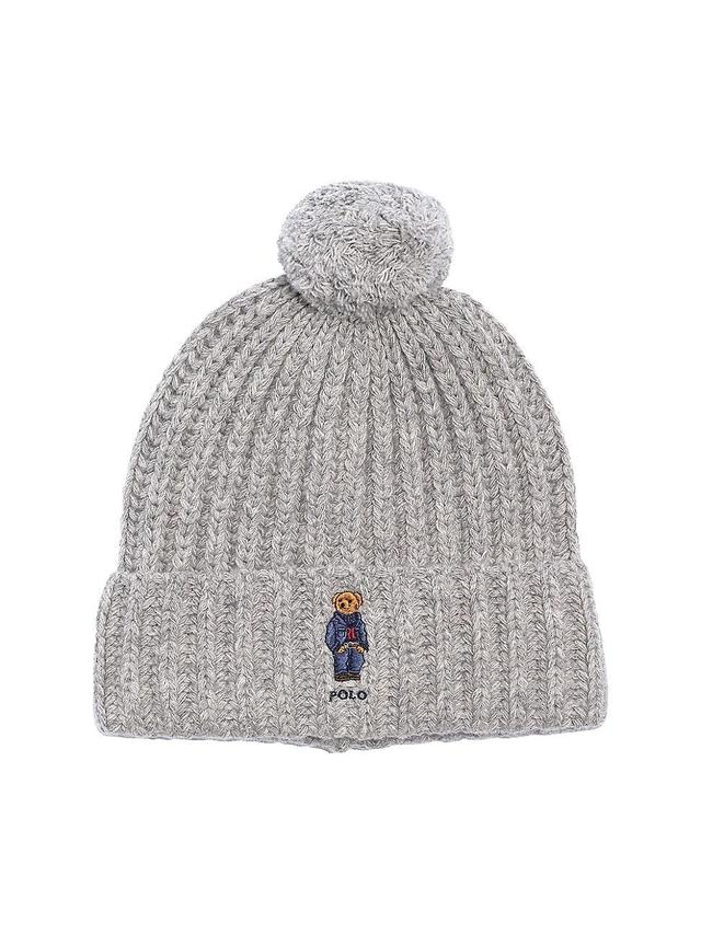 Womens Ribbed Wool-Blend Polo Bear Beanie Product Image