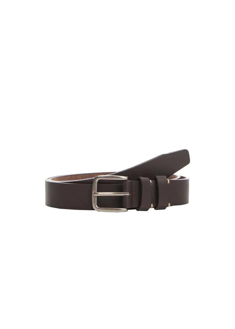 MANGO MAN - Buckle leather belt brownMen Product Image