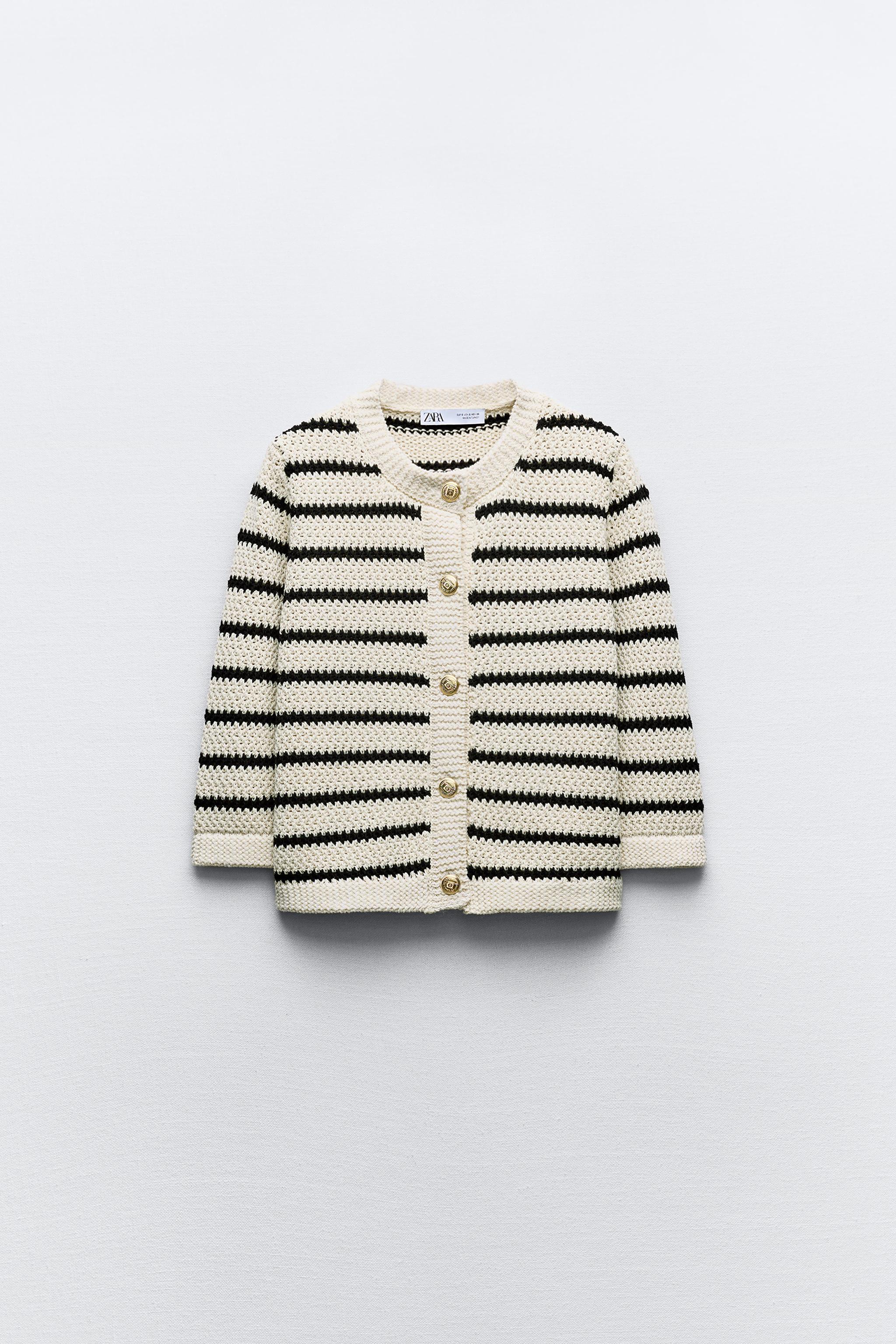 BASIC STRIPED KNIT CARDIGAN Product Image