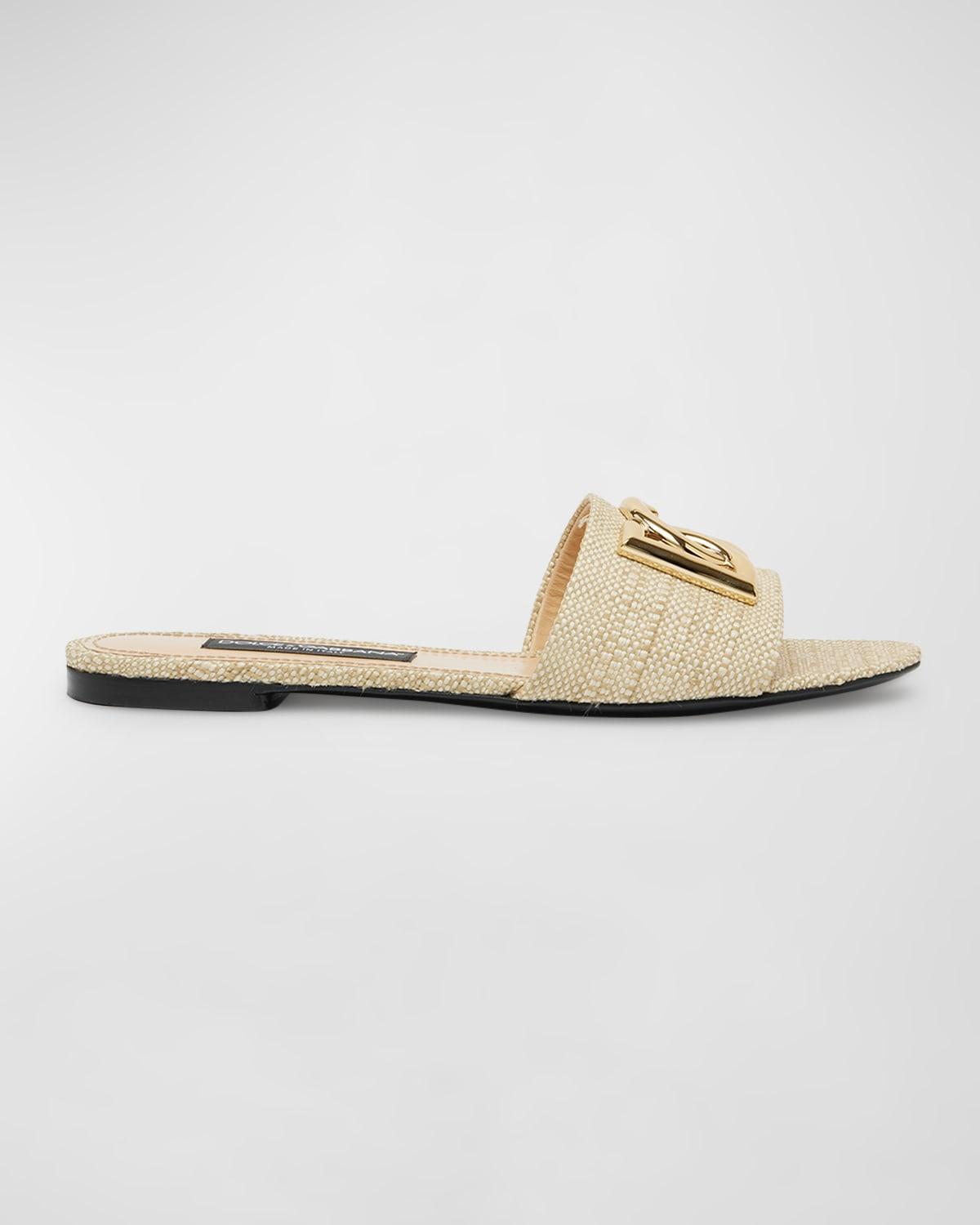 Raffia DG Medallion Flat Slide Sandals Product Image