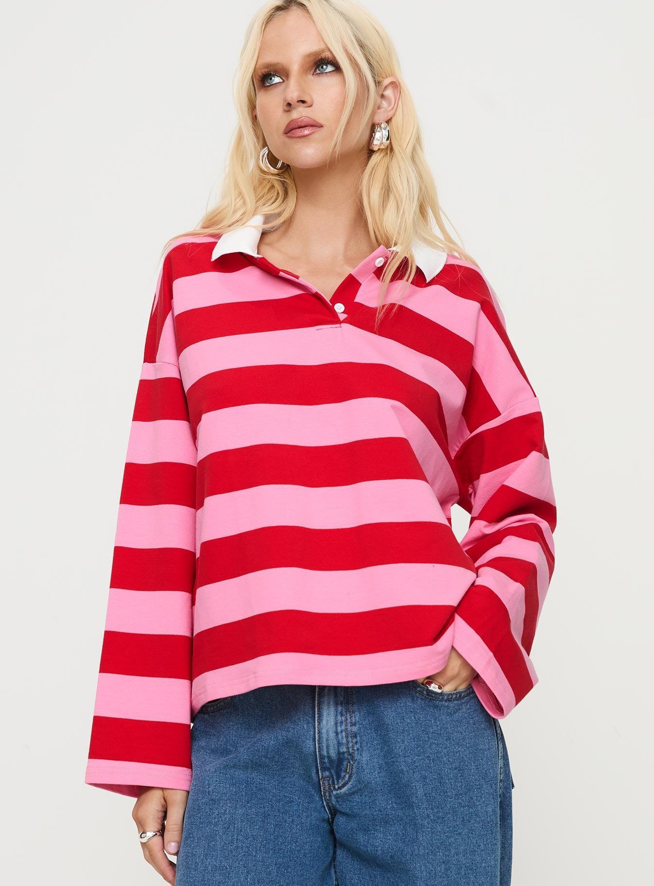 Felivand Collared Sweater Pink / Red Product Image