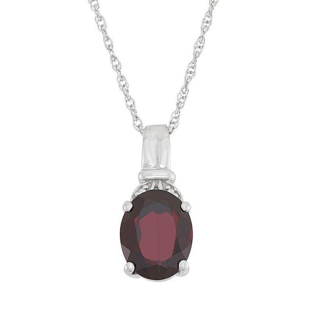 Jewelexcess Garnet & Diamond Accent Sterling Silver Pendant Necklace, Womens Red Product Image