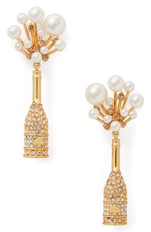 Womens Cheers To That Gold-Plated, Cubic Zirconia & Resin Pearls Drop Earrings Product Image