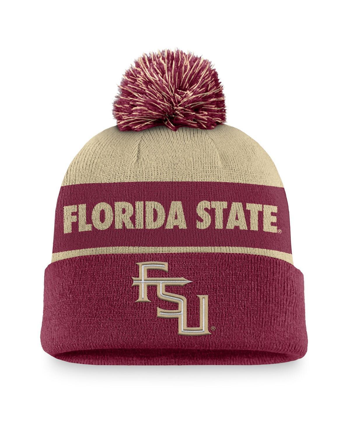 Nike Mens Gold Florida State Seminoles Primetime Peak Cuffed Knit Hat with Pom - Gold, Garnet Product Image