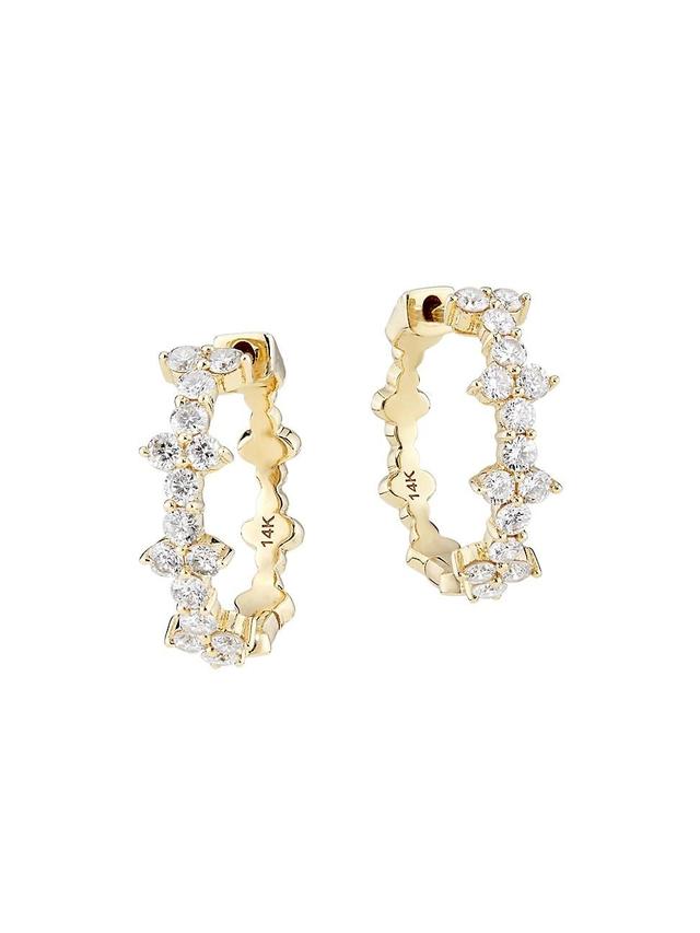 Womens 14K Yellow Gold & 0.84 TCW Diamond Hoop Earrings Product Image