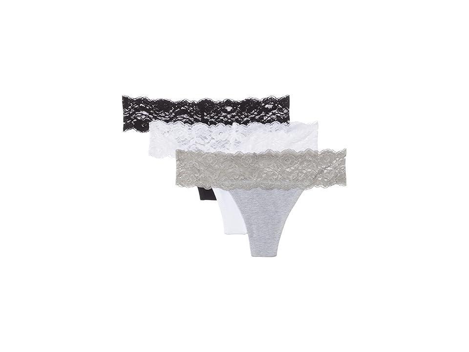 PACT Lace Waist Thong 3-Pack (Heather Basics) Women's Underwear Product Image