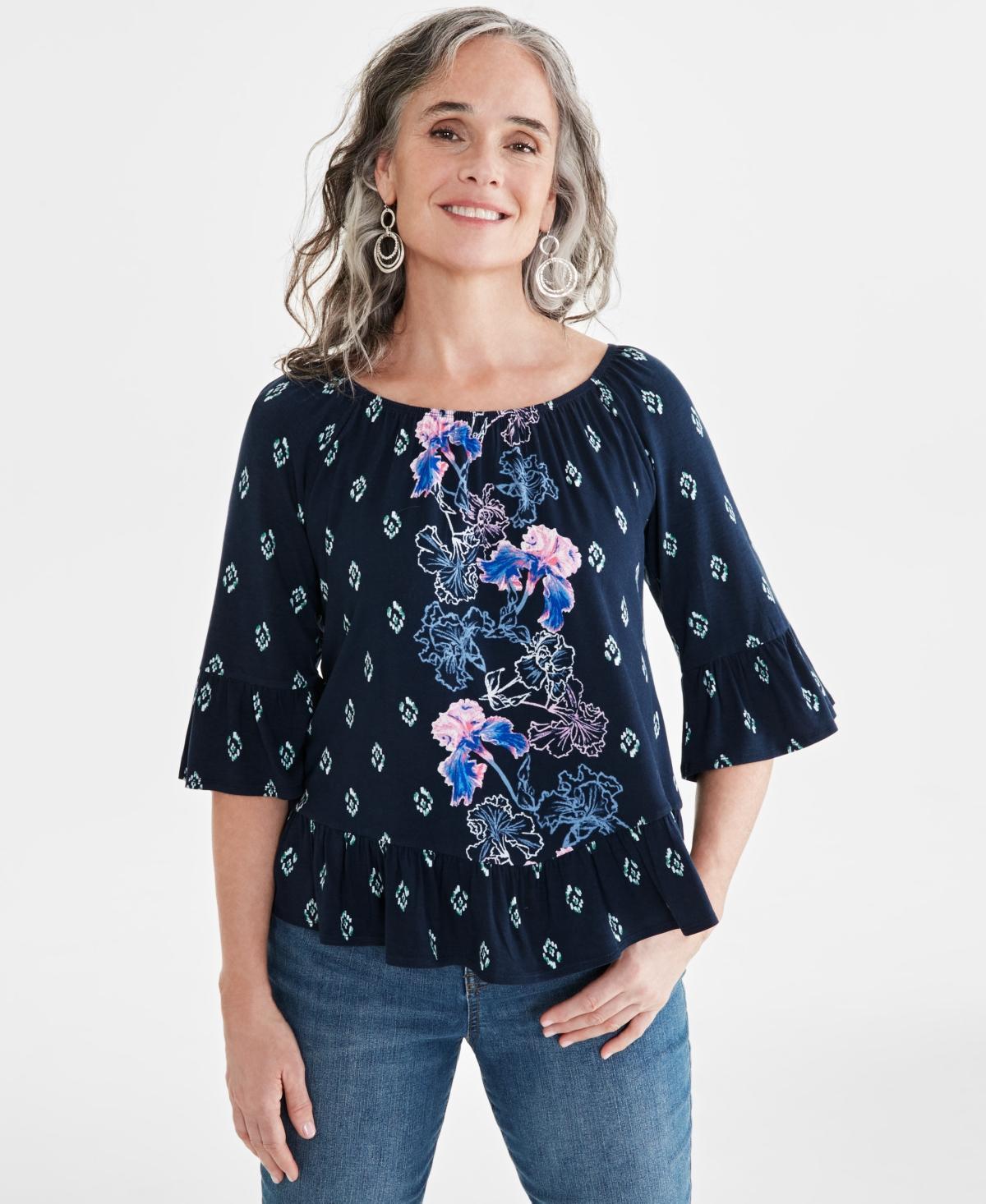 Petite Gigi Runway Printed On Off Shoulder Top, Created for Macy's Product Image