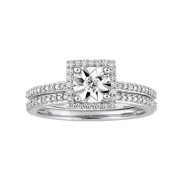 Stella Grace 10k White Gold 1/4 Carat T.W. Diamond Square Halo Ring, Womens 10k Whgold Product Image