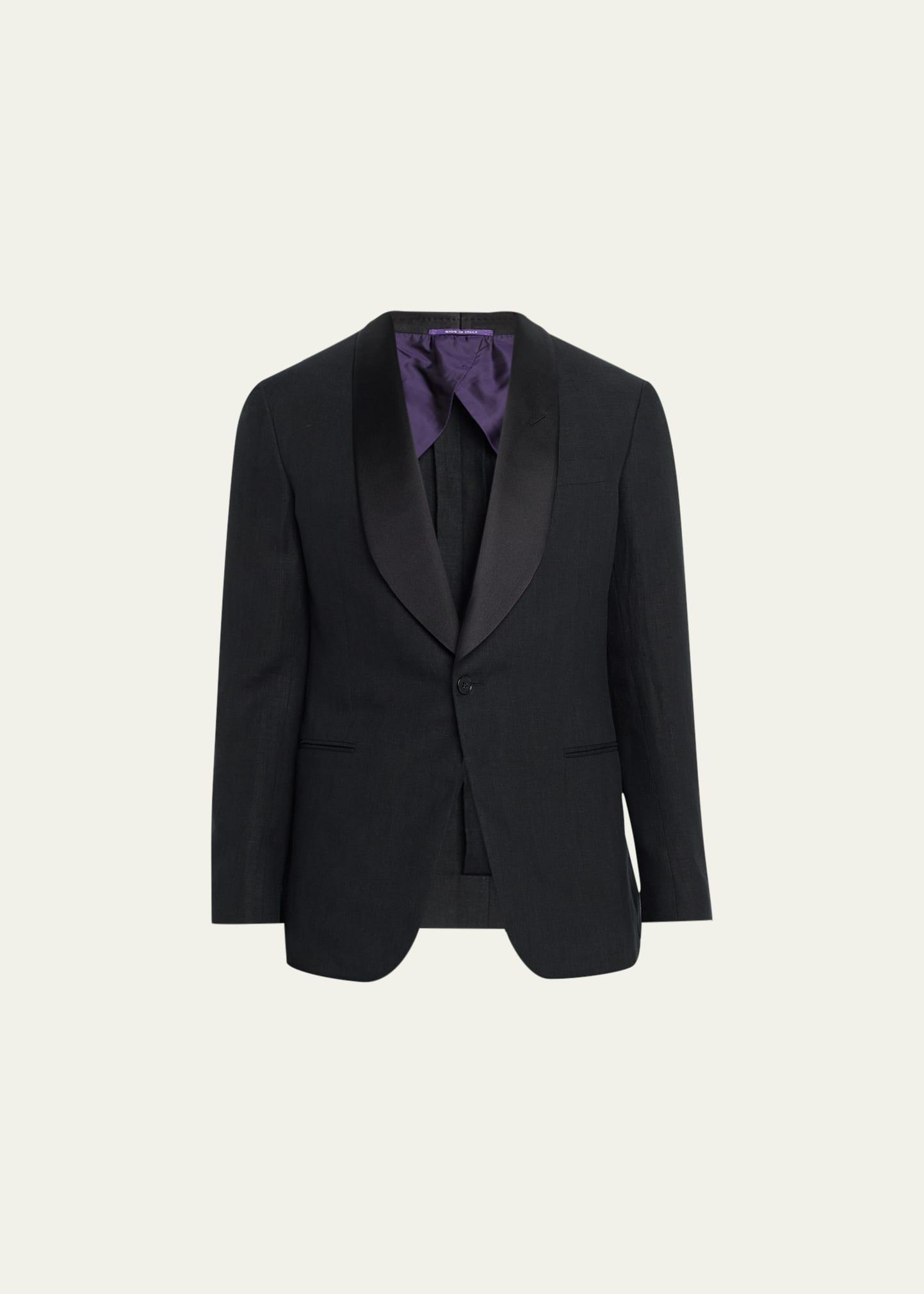 Mens Linen One-Button Tuxedo Jacket Product Image