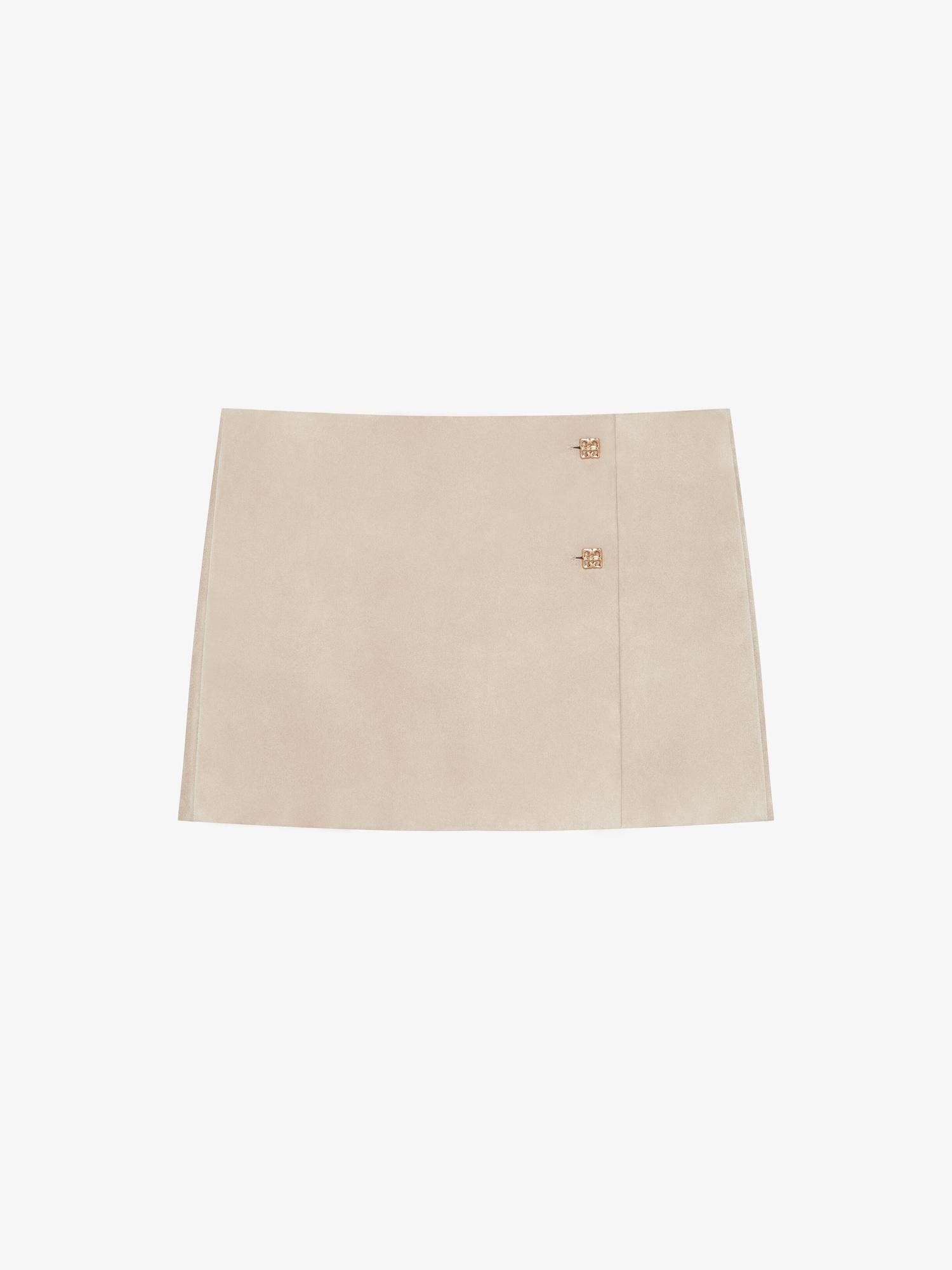 Wrap mini skirt in suede with 4G Liquid detail Product Image