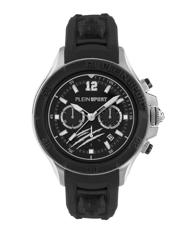 Plein Sport Mens Warrior Tech Chronograph Date Quartz Black Silicone 47.5MM - Black Product Image