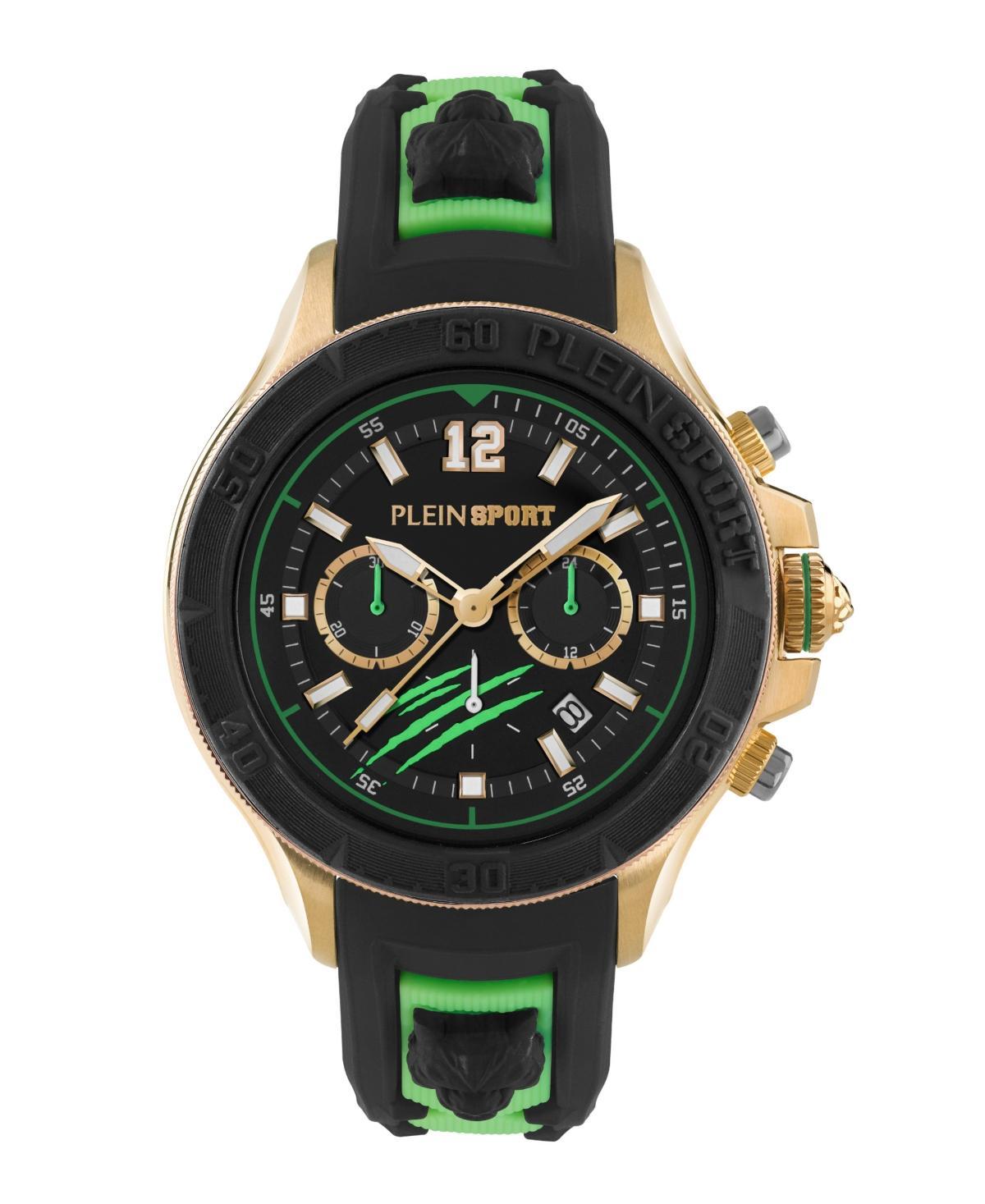 Plein Sport Mens Warrior Tech Chronograph Date Quartz Green Silicone 47.5MM - Green Product Image