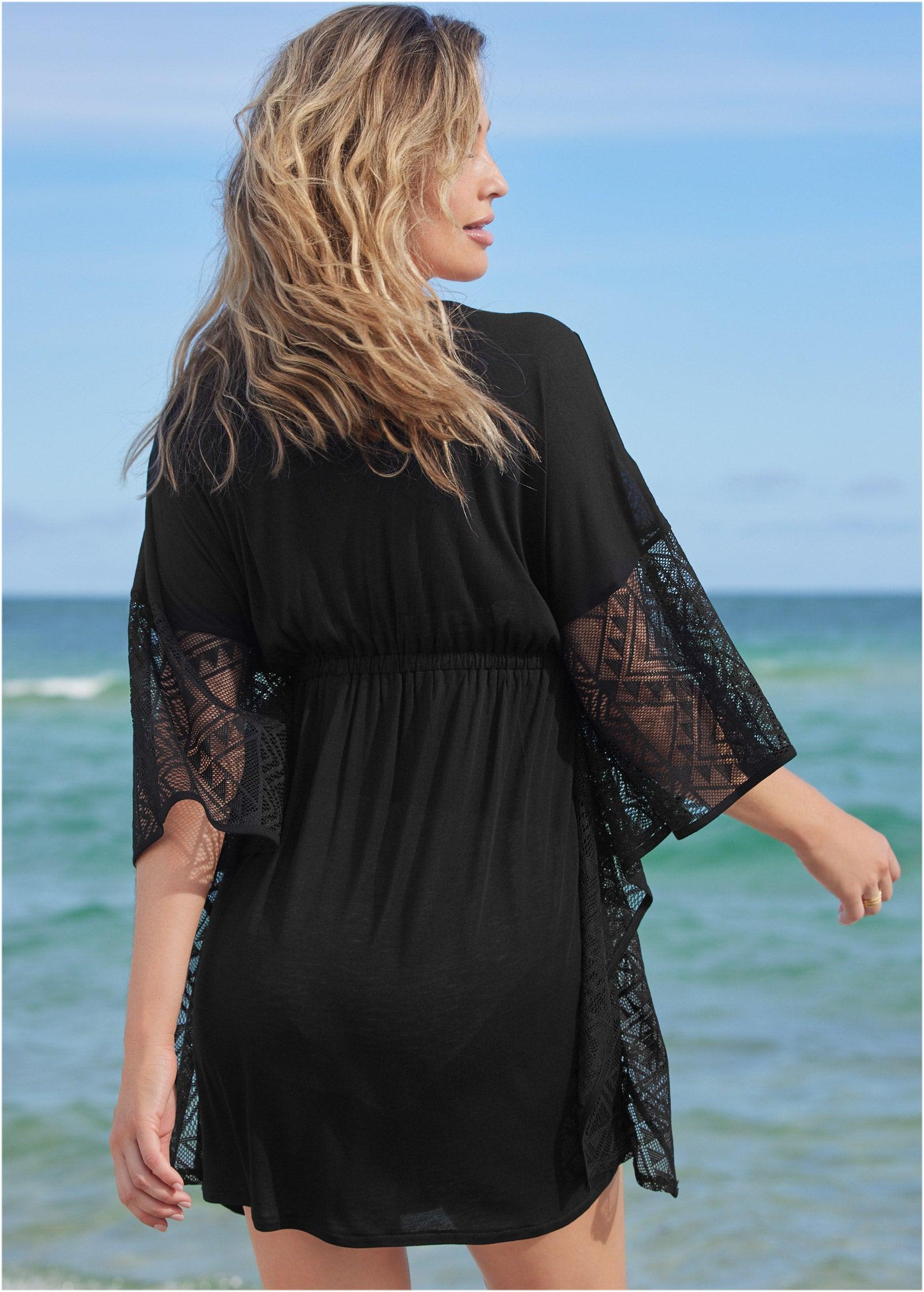 Crochet Trim Tunic Cover-Up - Black Beauty Product Image