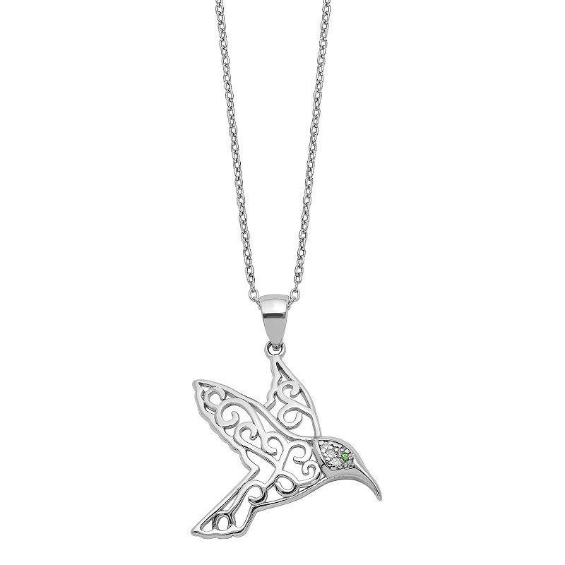 Sophie Miller Sterling Cubic Zirconia Hummingbird Necklace, Womens Product Image