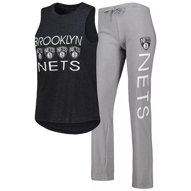 Womens Concepts Sport Gray/Black Brooklyn Nets Team Tank Top & Pants Sleep Set Product Image