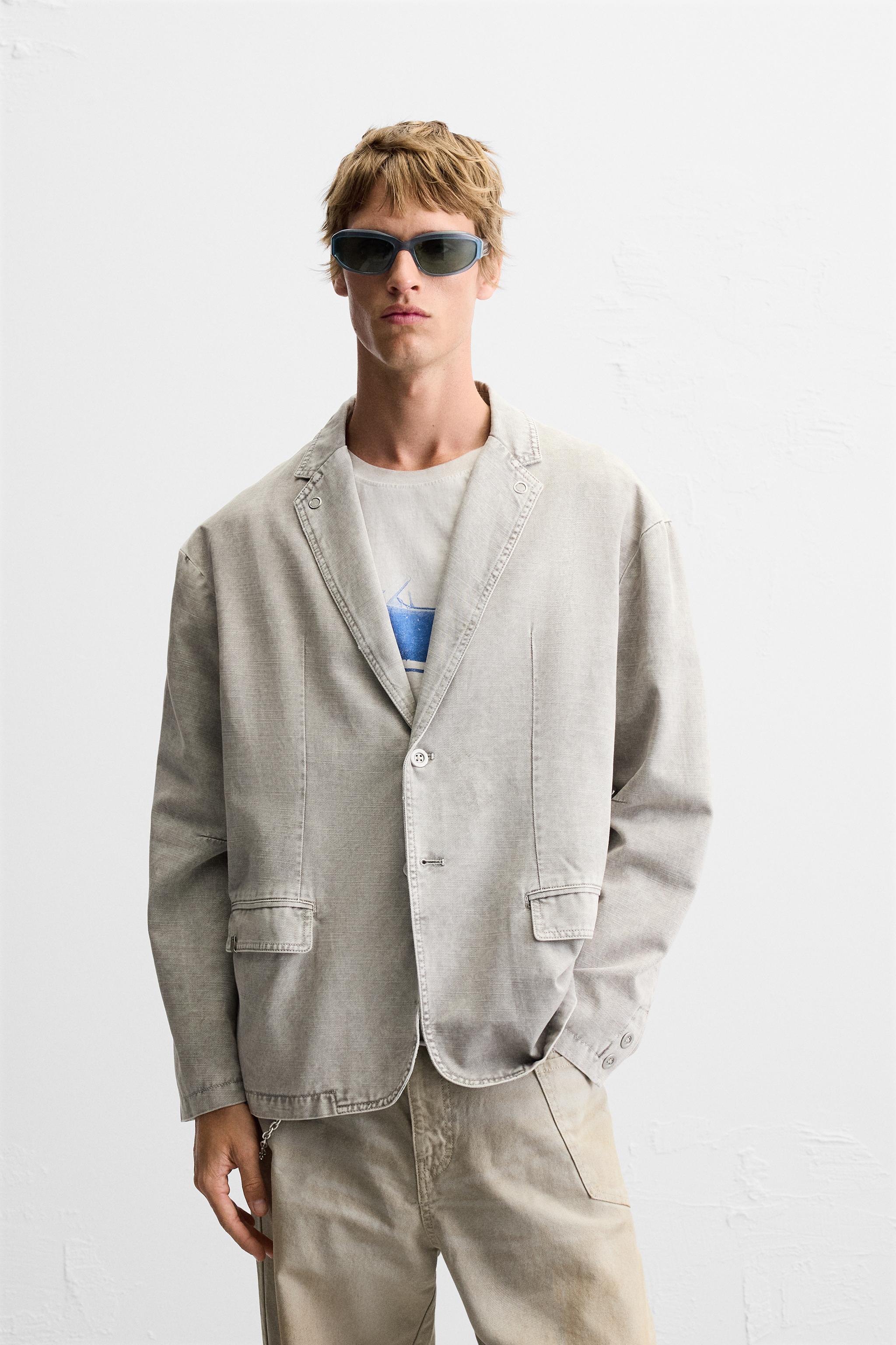 TEXTURED WASHED BLAZER Product Image