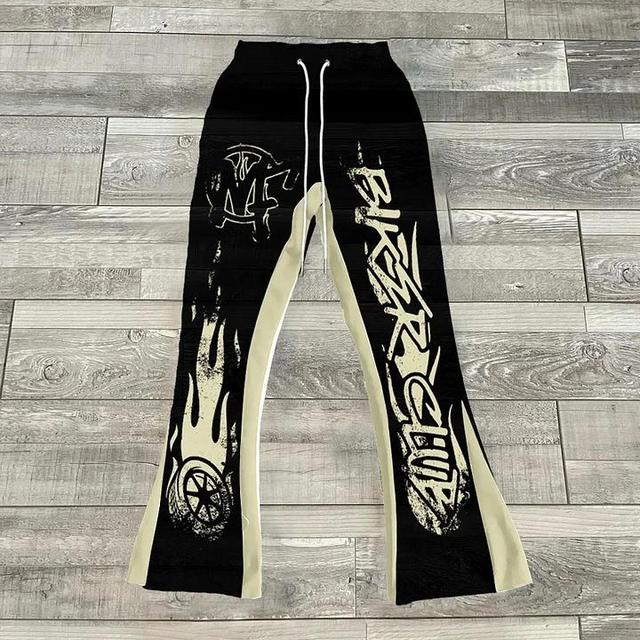 Unisex Men's Fashionable And Unisex Street Style Color-Block Printed Flared SweatPants Product Image