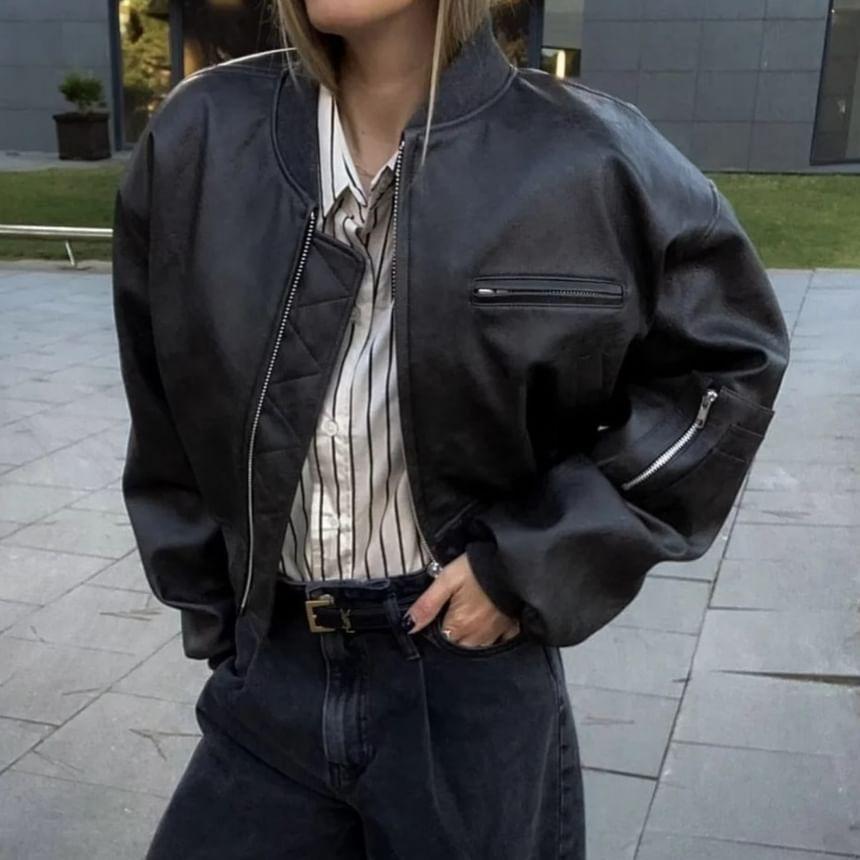 Faux Leather Zip Jacket product image