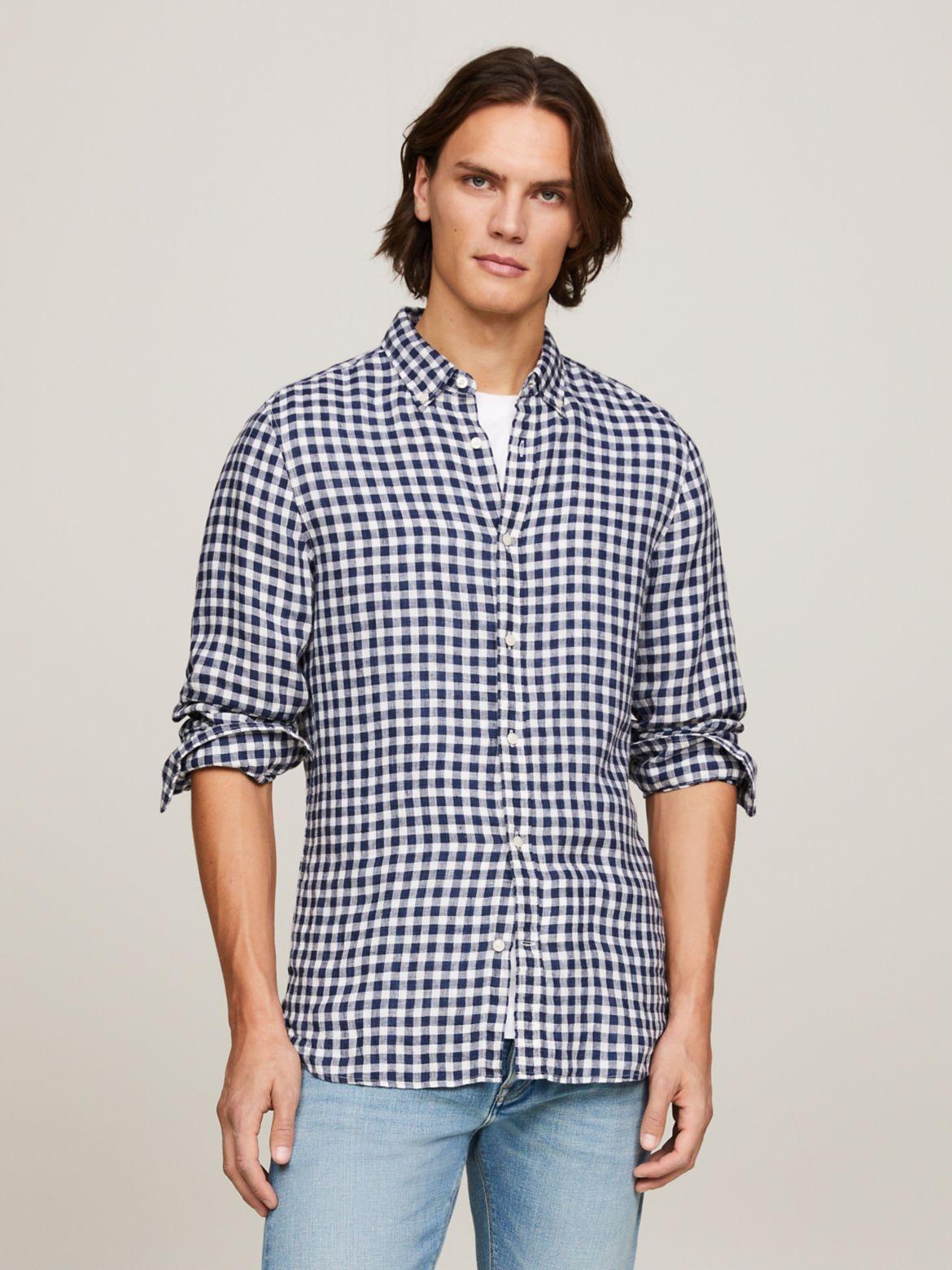 Tommy Hilfiger Men's Slim Fit Linen Gingham Shirt Product Image