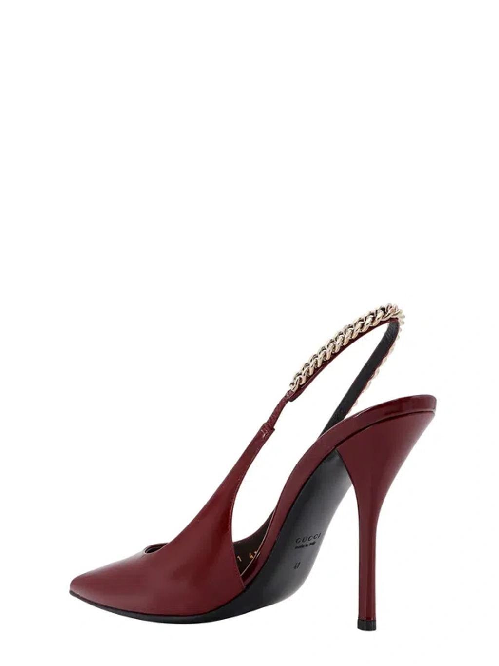 GUCCI Patent Leather Slingback Pumps In Red Product Image