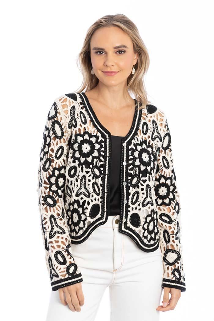 Floral Lace Crochet Short Jacket Product Image