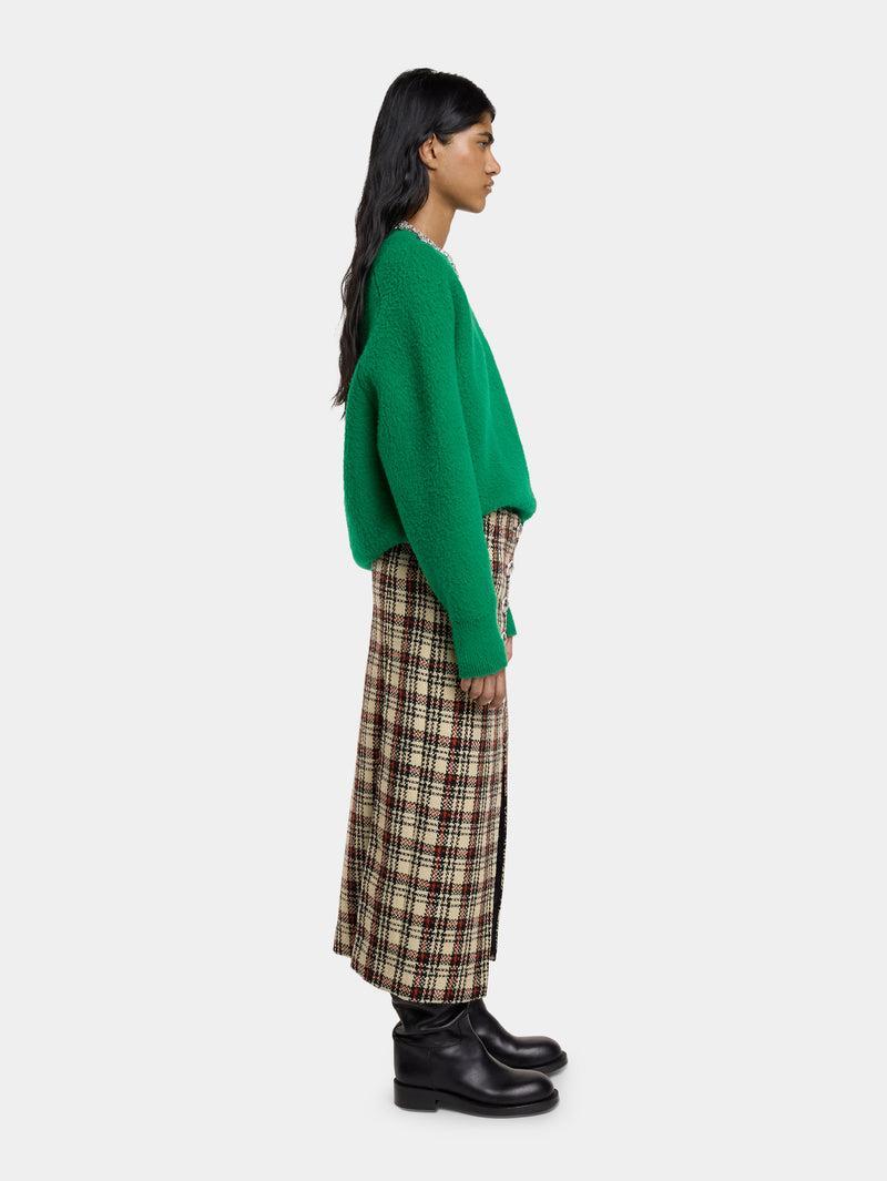 LONG SKIRT IN WOOL TARTAN Product Image