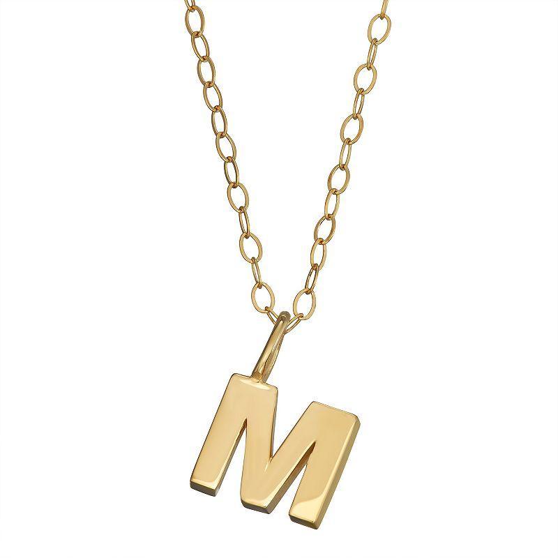 10K Gold Initial Pendant on 14K Gold Filled Chain, Womens Yellow Product Image