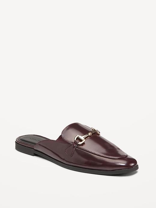 Faux-Leather Loafer Mule Shoes Product Image