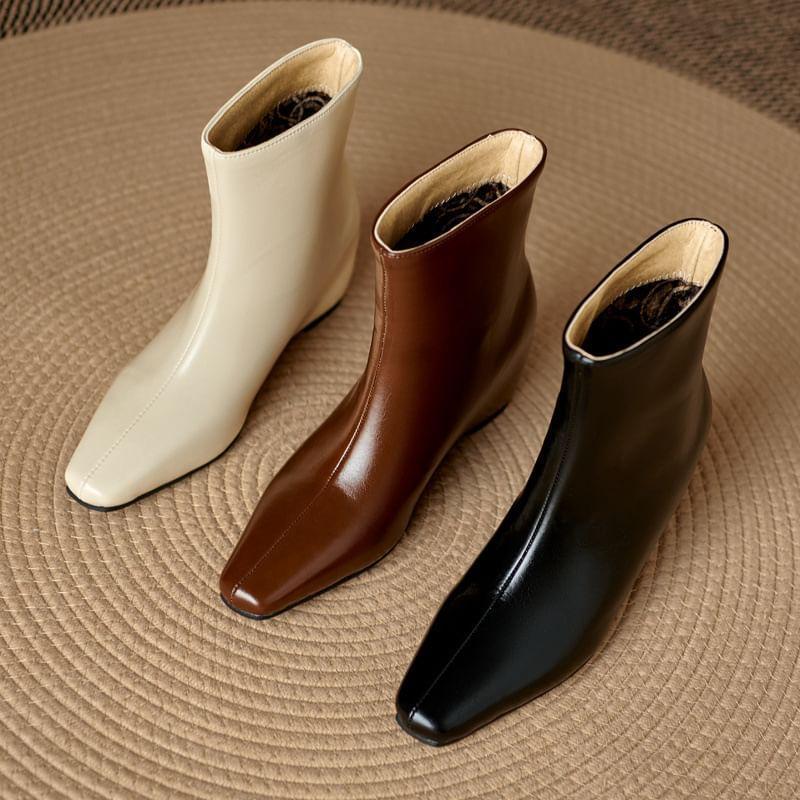 Square Toe Wedge Short Boots Product Image