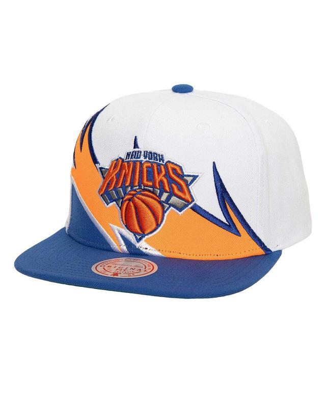 Mitchell Ness Mens White New York Knicks Waverunner Snapback Hat - White, Blue Product Image