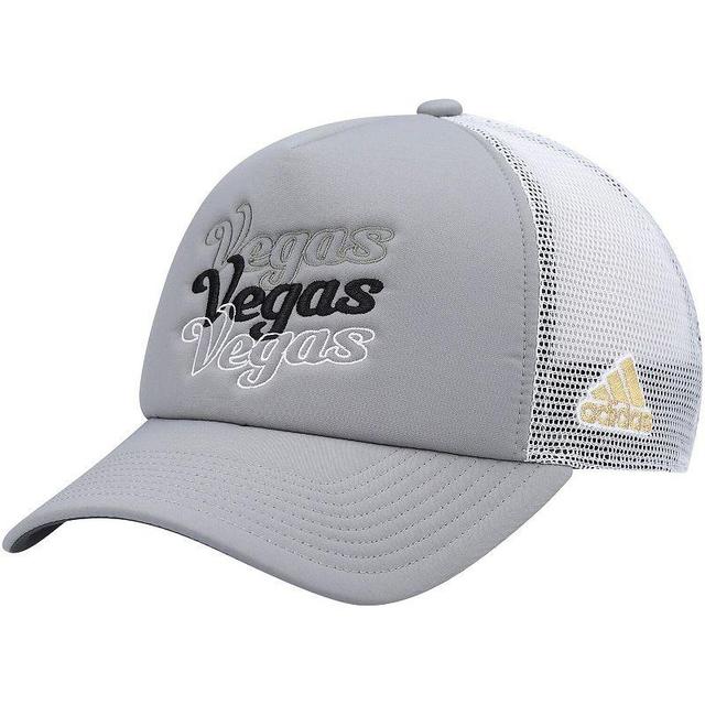 Womens adidas Gray/White Vegas Golden Knights Foam Trucker Snapback Hat Product Image