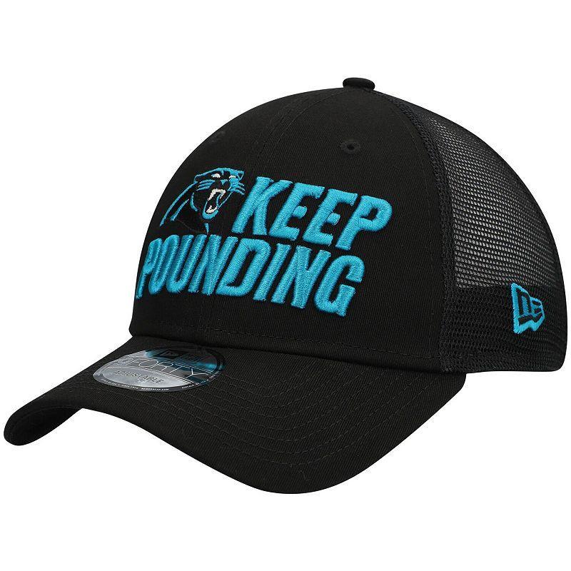 Mens New Era Carolina Panthers Keep Pounding Trucker 9FORTY Snapback Hat Product Image