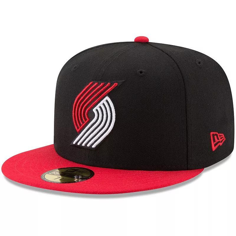 Mens New Era /Red Portland Trail Blazers Official Team Color 2-Tone 59FIFTY Fitted Hat Product Image