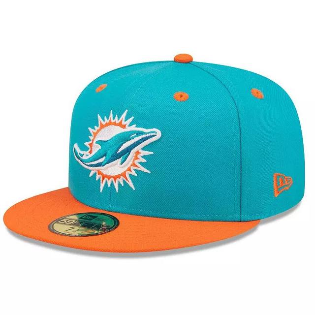 Mens New Era Aqua/Orange Miami Dolphins Flipside 2Tone 59FIFTY Fitted Hat DOL Turquoise A Product Image