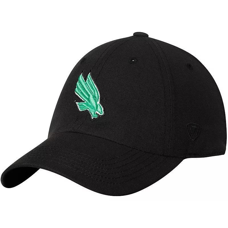 Mens Top of the World Black North Texas Mean Green Primary Logo Staple Adjustable Hat Product Image