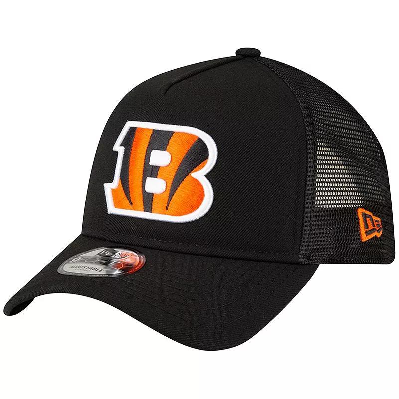 Mens New Era Cincinnati Bengals A-Frame Trucker 9FORTY Adjustable Hat Product Image