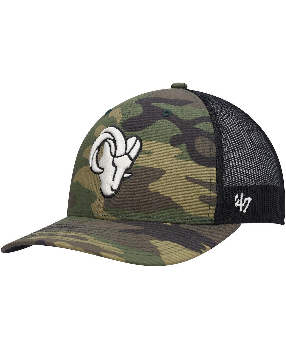 Mens 47 Camo/Black Los Angeles Rams Trucker Adjustable Hat Product Image