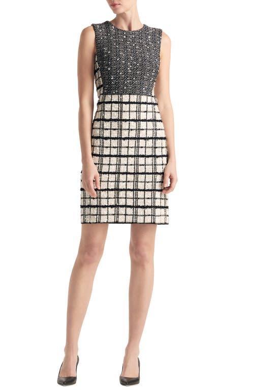 St. John Collection Plaid Sleeveless Tweed Knit Sheath Dress Product Image