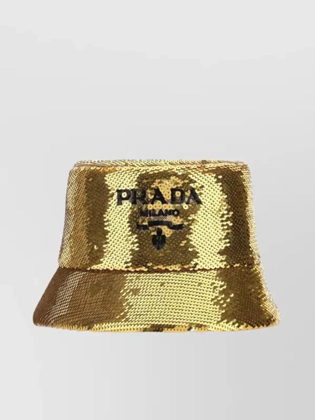 Sequin-adorned Wide Brim Bucket Hat In Brown product image