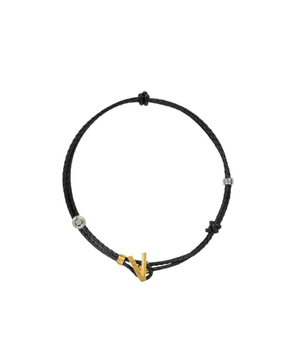 VERSACE Logo-plaque Braided Necklace In Noir+or Product Image