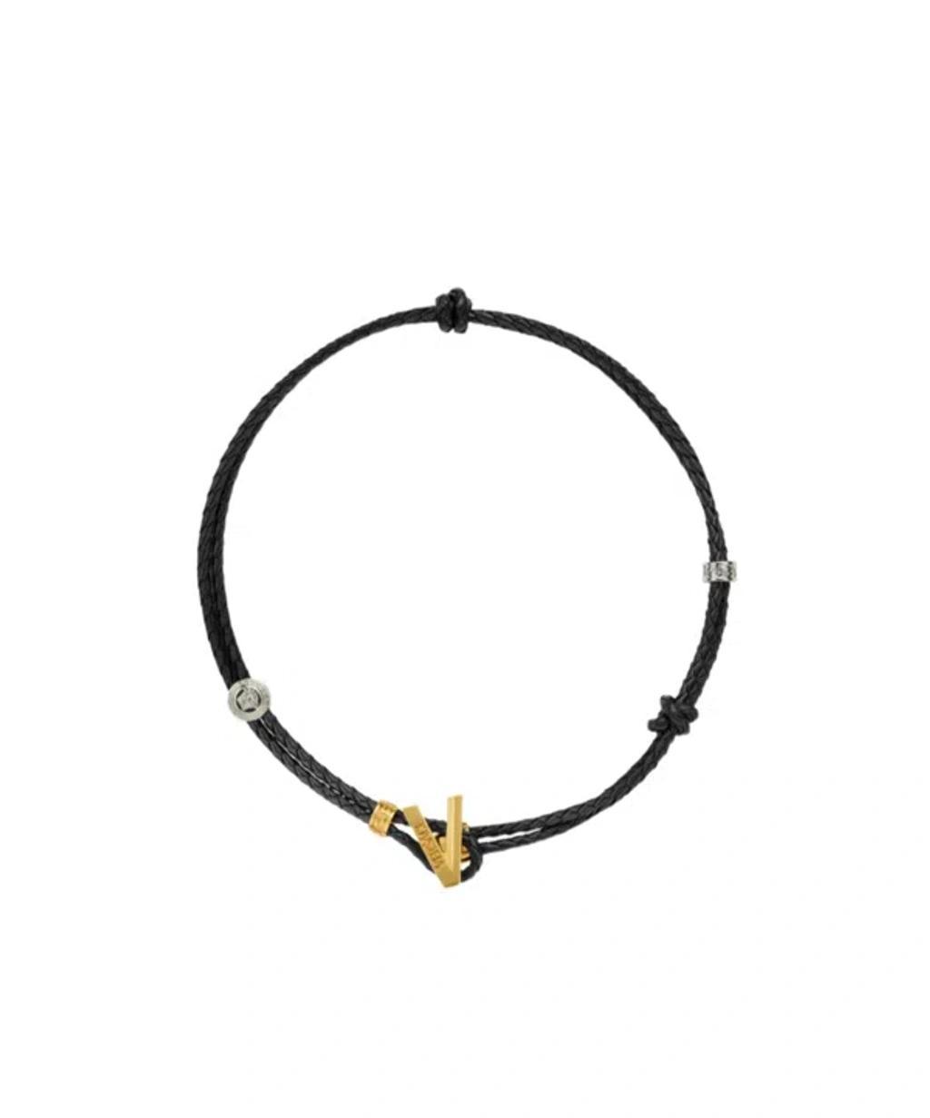 VERSACE Logo-plaque Braided Necklace In Noir+or Product Image