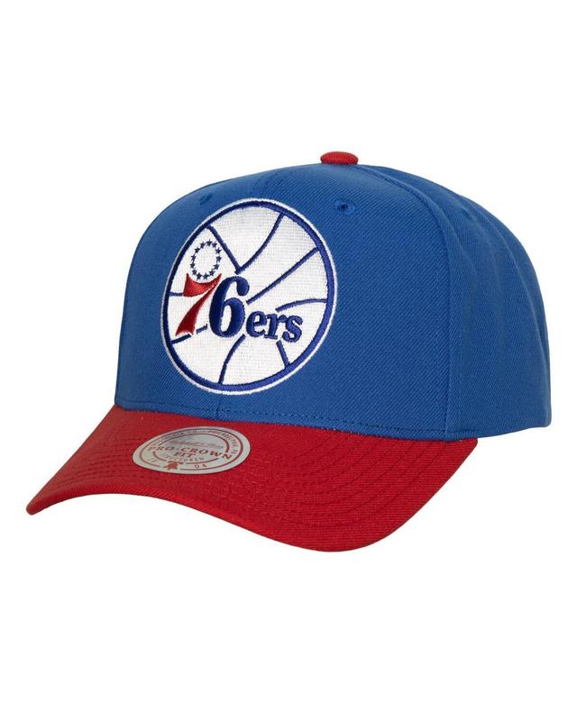 Mens Mitchell & Ness Royal/Red Philadelphia 76ers Soul XL Logo Pro Crown Snapback Hat Product Image