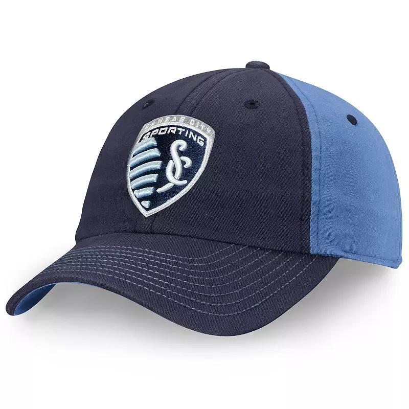 Mens Fanatics /Blue Sporting Kansas City Iconic Blocked Fundamental Adjustable Hat Product Image