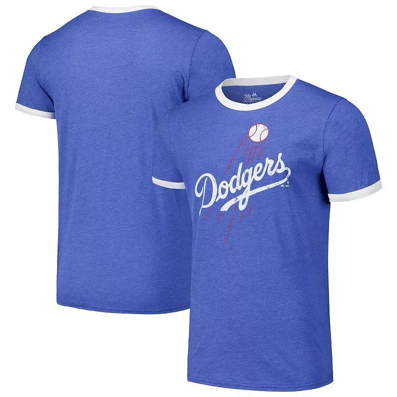 Majestic Mens Threads Royal Los Angeles Dodgers Ringer Tri-Blend T-Shirt Product Image